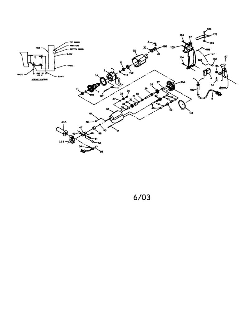 Portable Tapper Diagram and Parts List for 6620  Porter Cable Drill